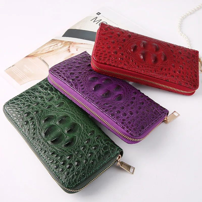 Женский кошелек WESTAL Alligator длинный кожаный бумажник с застежкой-молнией и