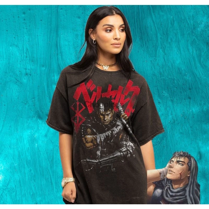 Винтажная аниме футболка для стирки верха берсерка кенпуу денки Берсерк 1997