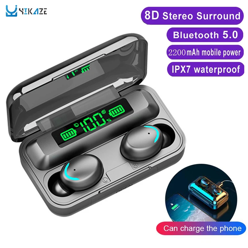 Беспроводные наушники вкладыши TWS с 9D Hi Fi стерео водонепроницаемый гарнитуры