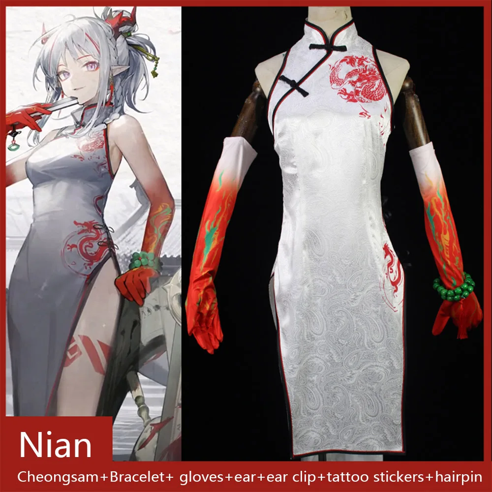 

Hot Game Arknights Nian New Year Cheongsam Suit Dress Uniform for Carnival Christmas Fancy Party Costume Custom Made