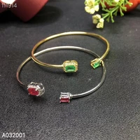 kjjeaxcmy fine jewelry natural ruby emerald 925 sterling silver new women hand bracelet wristband support test luxury