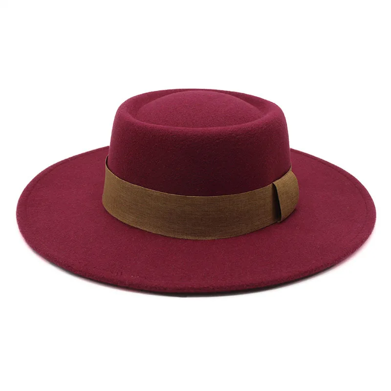 Шляпа федора с лентой головные уборы для женщин и мужчин новая плоская шляпа