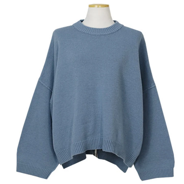 

Batwing Sleeve Knit Pullover Female Retro Thick Jumper Korean Sweaters Women Fashion Autumn Winter Drop Shoulder