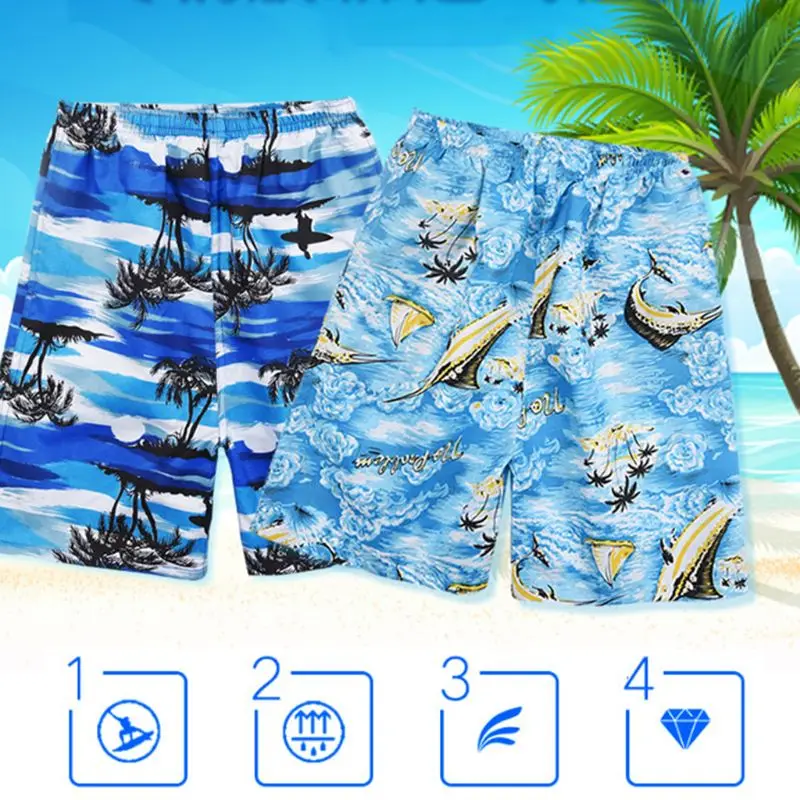 

Men Plus Size Summer Drawstring Waist Swim Trunks Quick Dry Tropical Coconut Tree Print Beach Shorts Surfing Loose Pants
