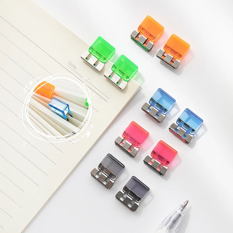 10/20pcs Mini Color Paper Clips Set Candy Transparent Metal Bookmarks File Index Page Holder Clamp Office School A6709