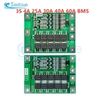 Защитная плата 3S4S 40A60A 18650 BMS, для зарядки литий-ионных батарей, для двигателя перфоратора, 11,1 В12,6 В14,8 В16,8 В с увеличителембалансиром
