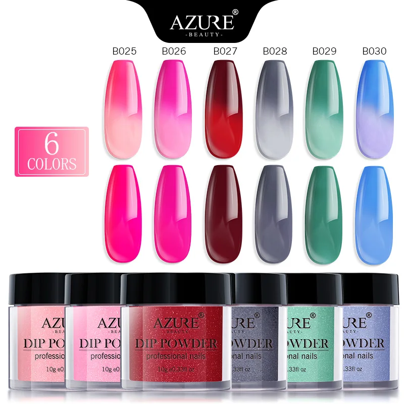 Azure beauty термо меняющий цвет погружающийся порошок Блестящий Dip основа гель Топ