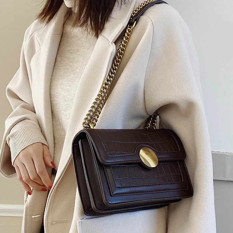 Квадратная сумка через плечо с каменным узором 2020 модная новая качественная