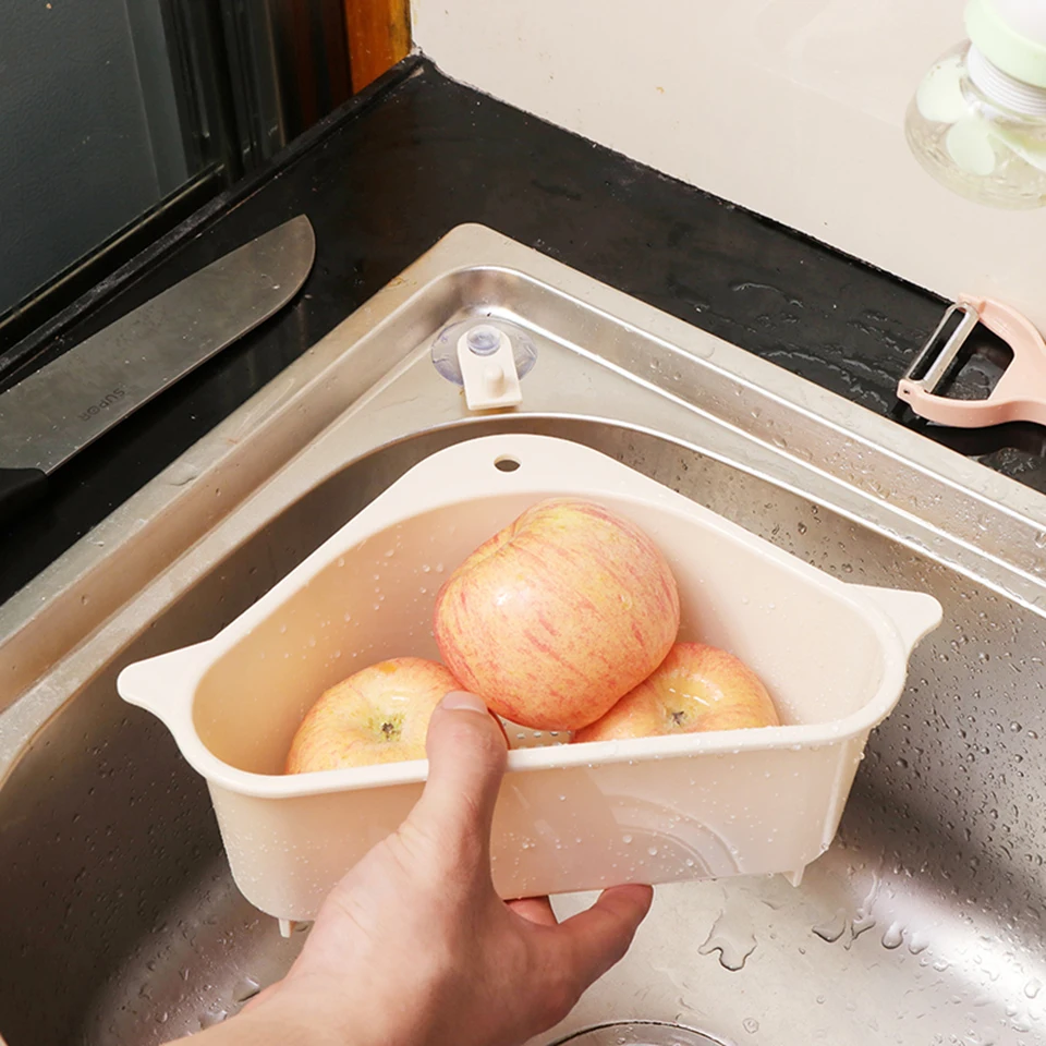 Triangular Sink Drain Shelf Drop Shipping Kitchen Gadget Vegetable Shelving Suction Cup Sponge Rack Storage Tool |