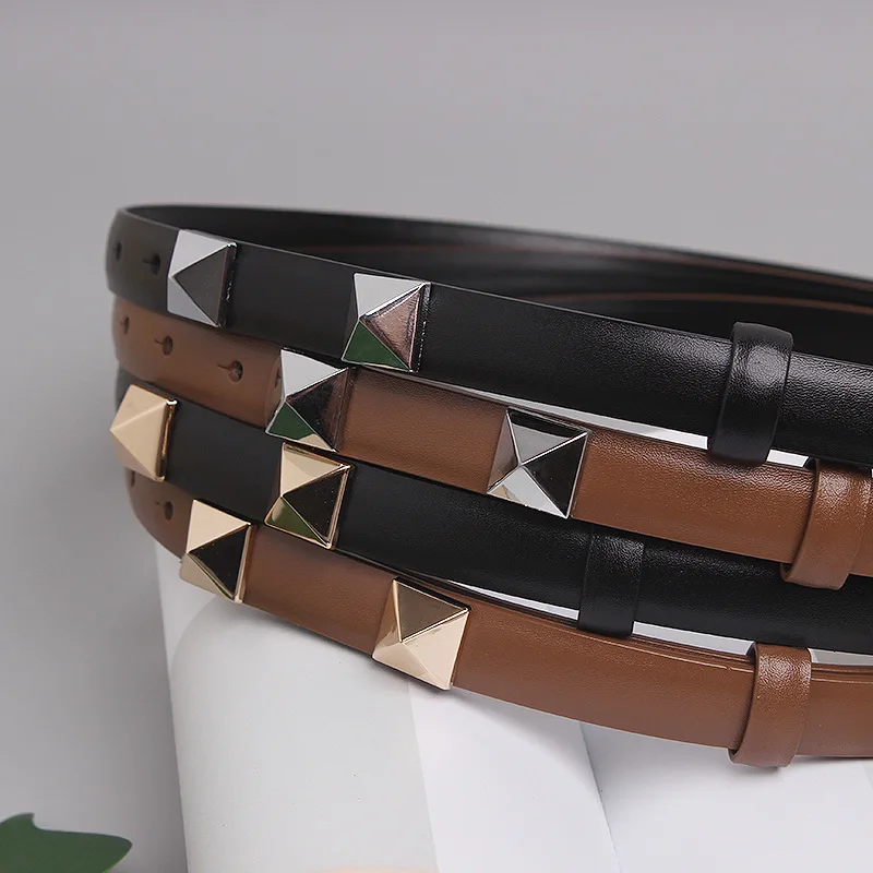 Женский ремень с заклепками двусторонний пояс для костюма или платья 2021 |