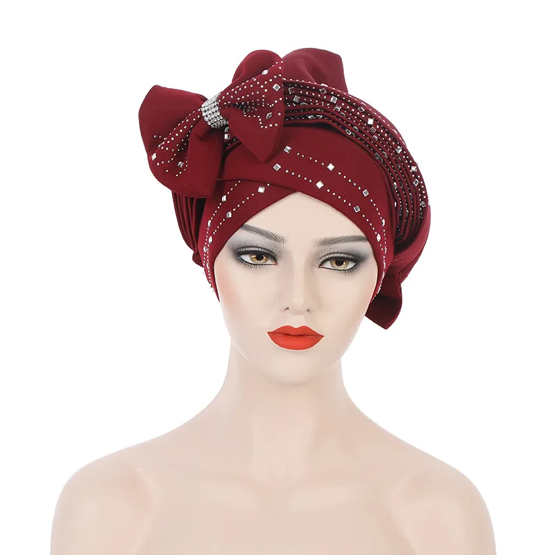 2021African Turban Cap Auto Gele Headtie Islamic Hat For Ladies Head Wraps Nigerian Wedding  Gele Cap Already Muslim Headscarf