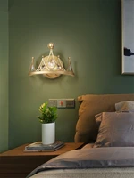 nordic modern gold crystal wall lamps childrens room bedroom bedside aisle living room study crown decorative sconces lights