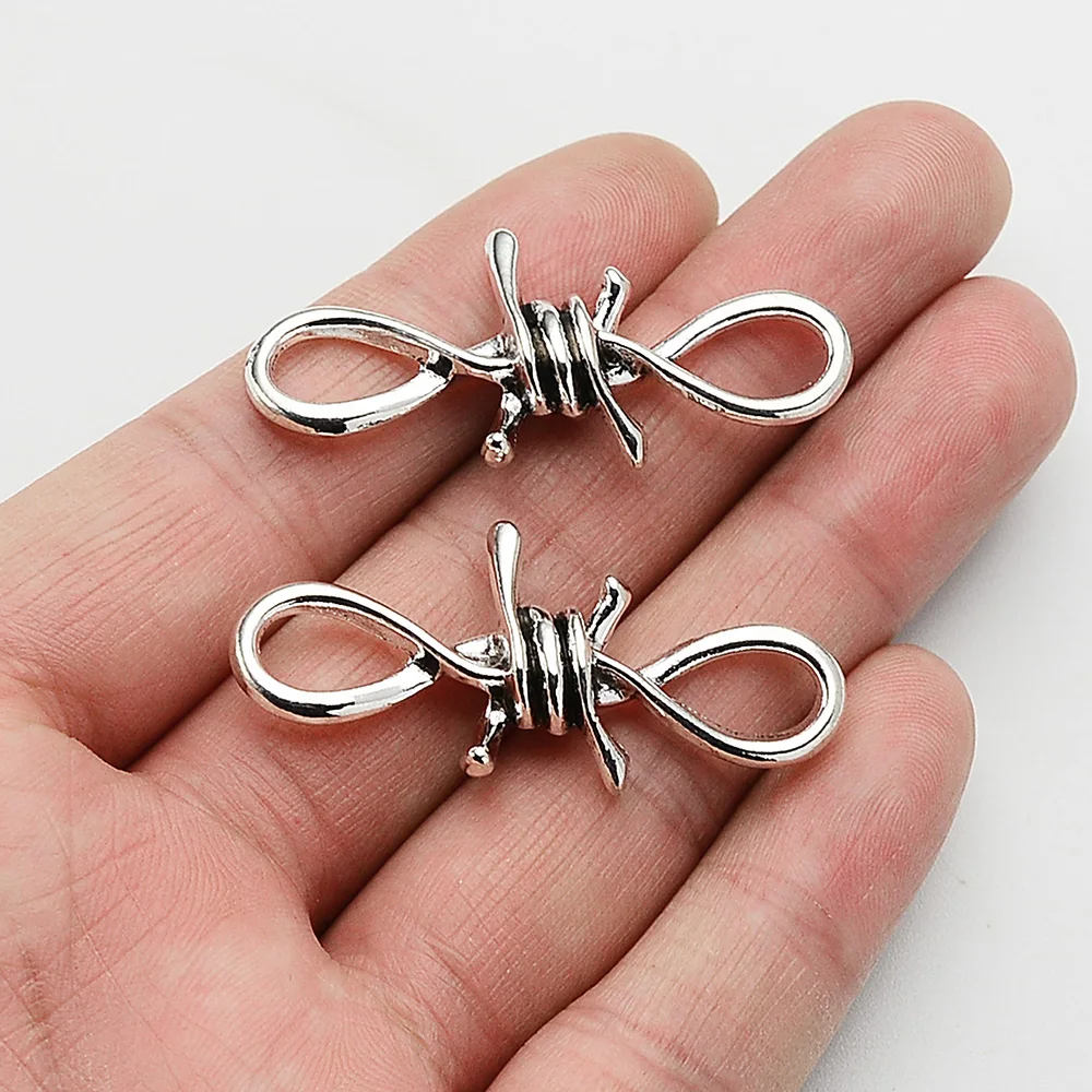 

5pcs/lot--45x50x8mm Infinity Love Pendants Antique Silver Plated Barbed Wire Connector Charms DIY Supplies Jewelry Accessories