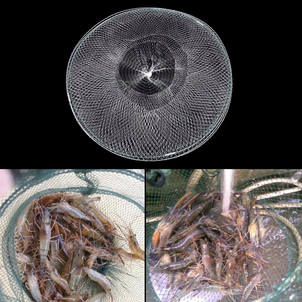 Складной круглый металлический Рамки нейлоновая сетка Краб Crawdad Креветки Белый