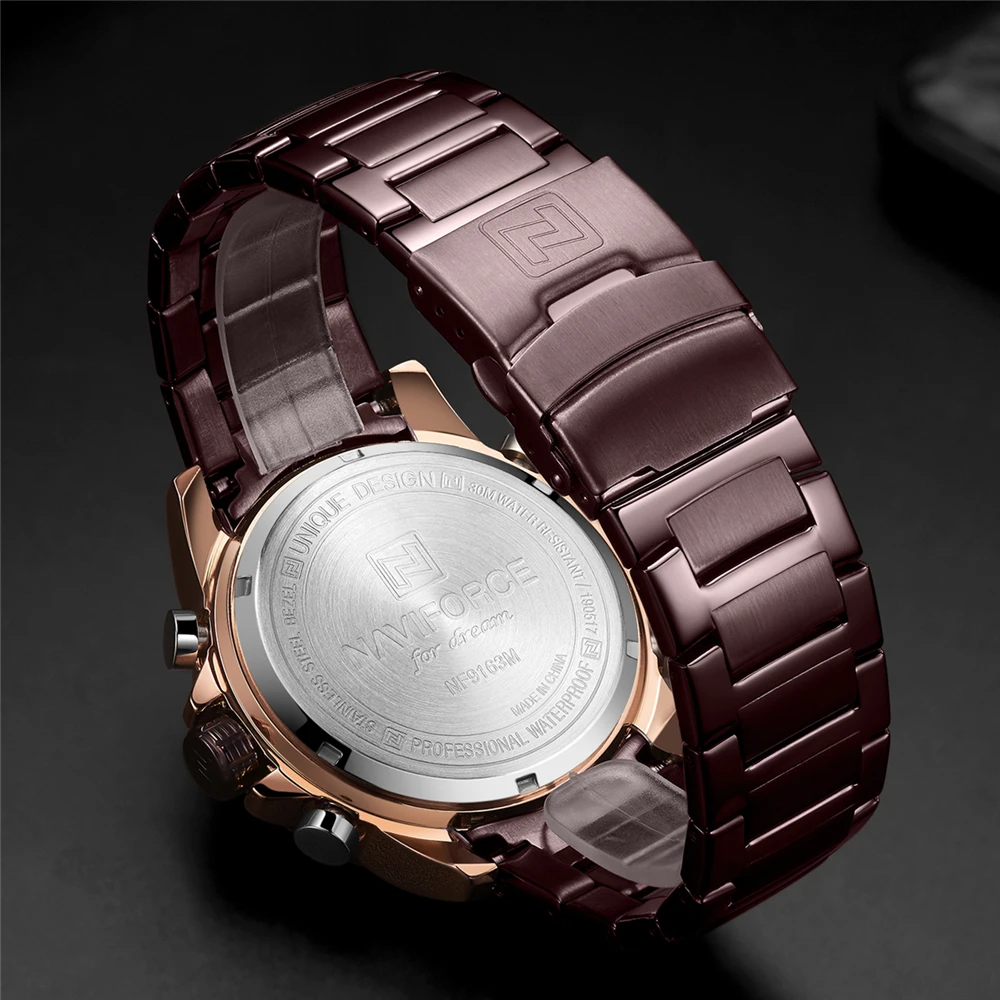 NAVIFORCE мужские часы с двойным дисплеем наручные спортивные Топ бренд