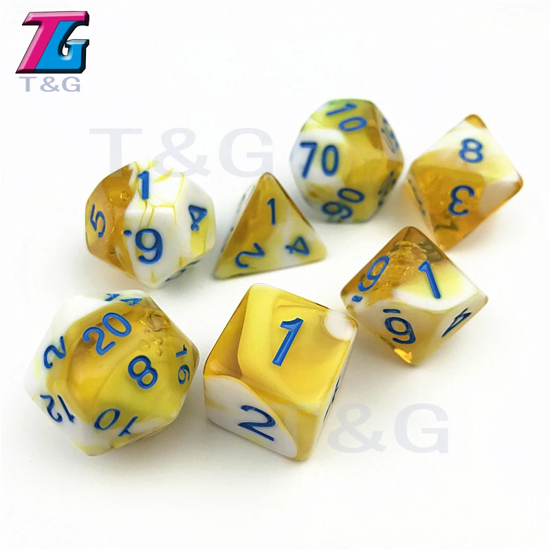 Децидер прозрачный и белый цвет игральные кости D4-D20 для ролевых игр партии игрушки 7 цветов