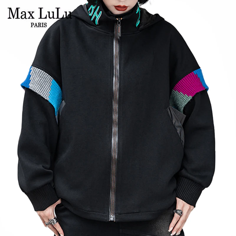 Max LuLu New Fashion Womens Turtleneck Design Punk Jackets 2021 Winter European Style Warm Loose Coats Harajuku Hooded Clothes