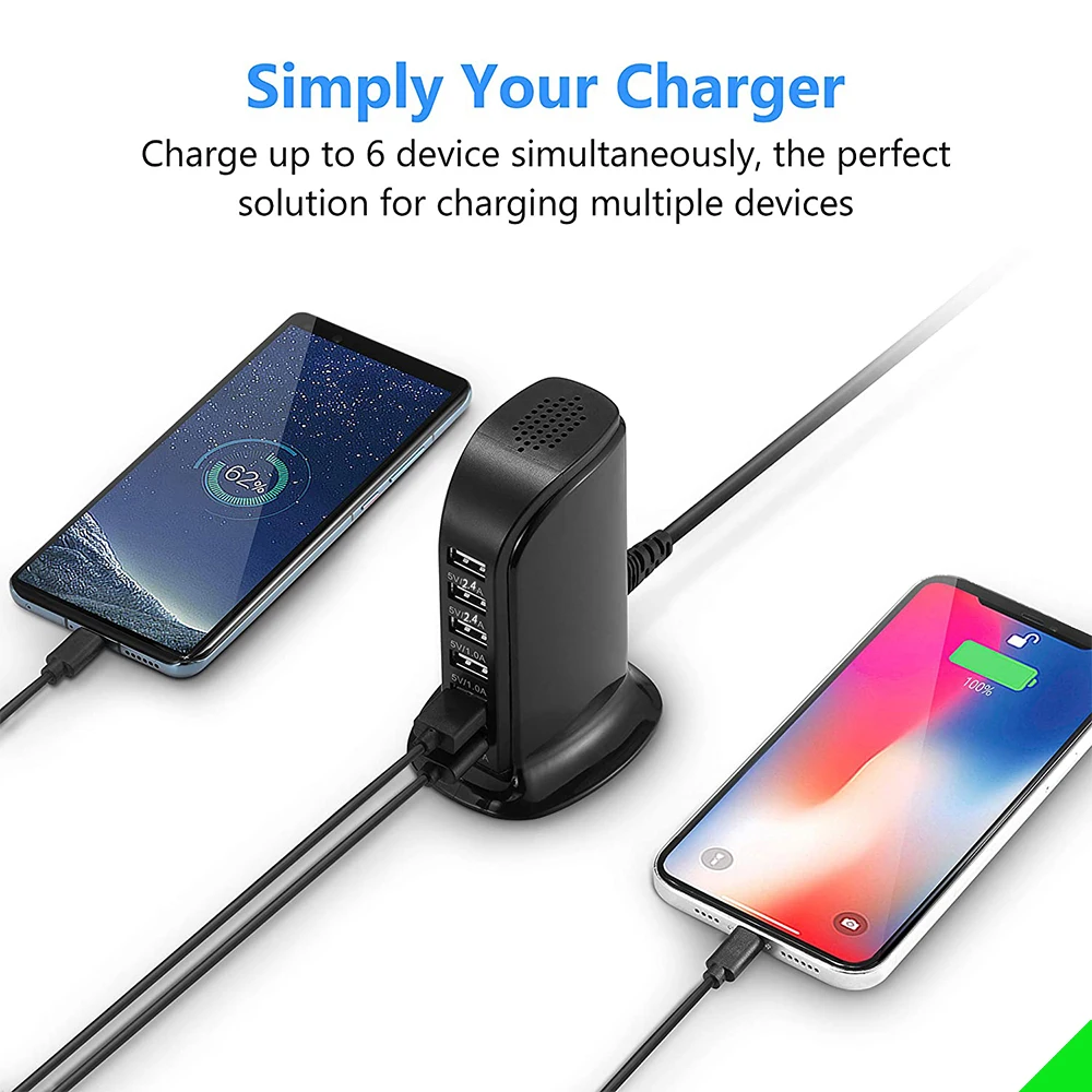 6 портовое зарядное устройство с USB разъемом портативная зарядная станция