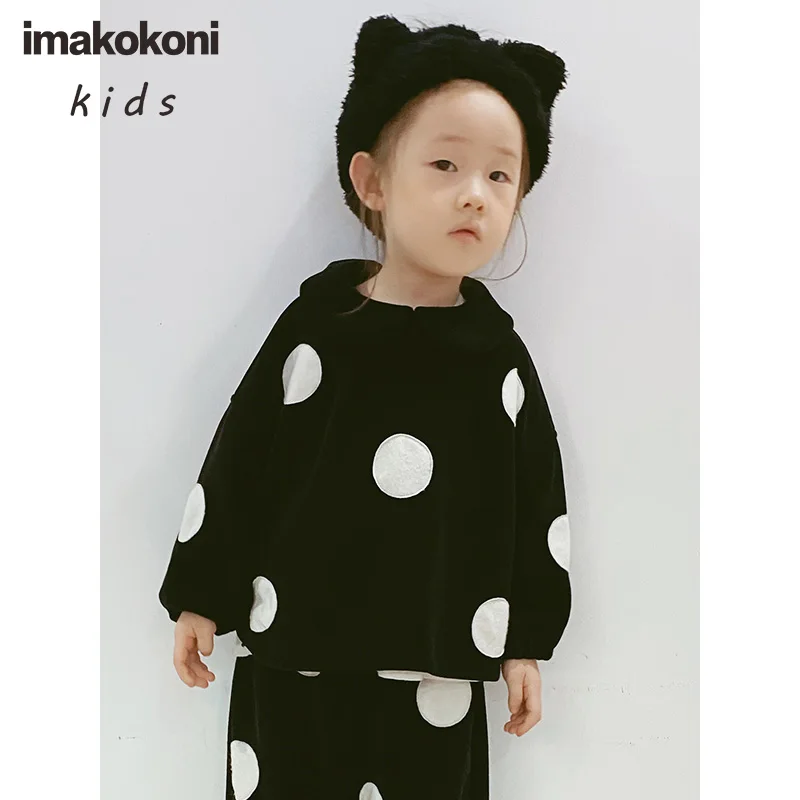 

imakokoni original children's clothing Japanese polka dot long-sleeved suit western casual pants girls two-piece 20437