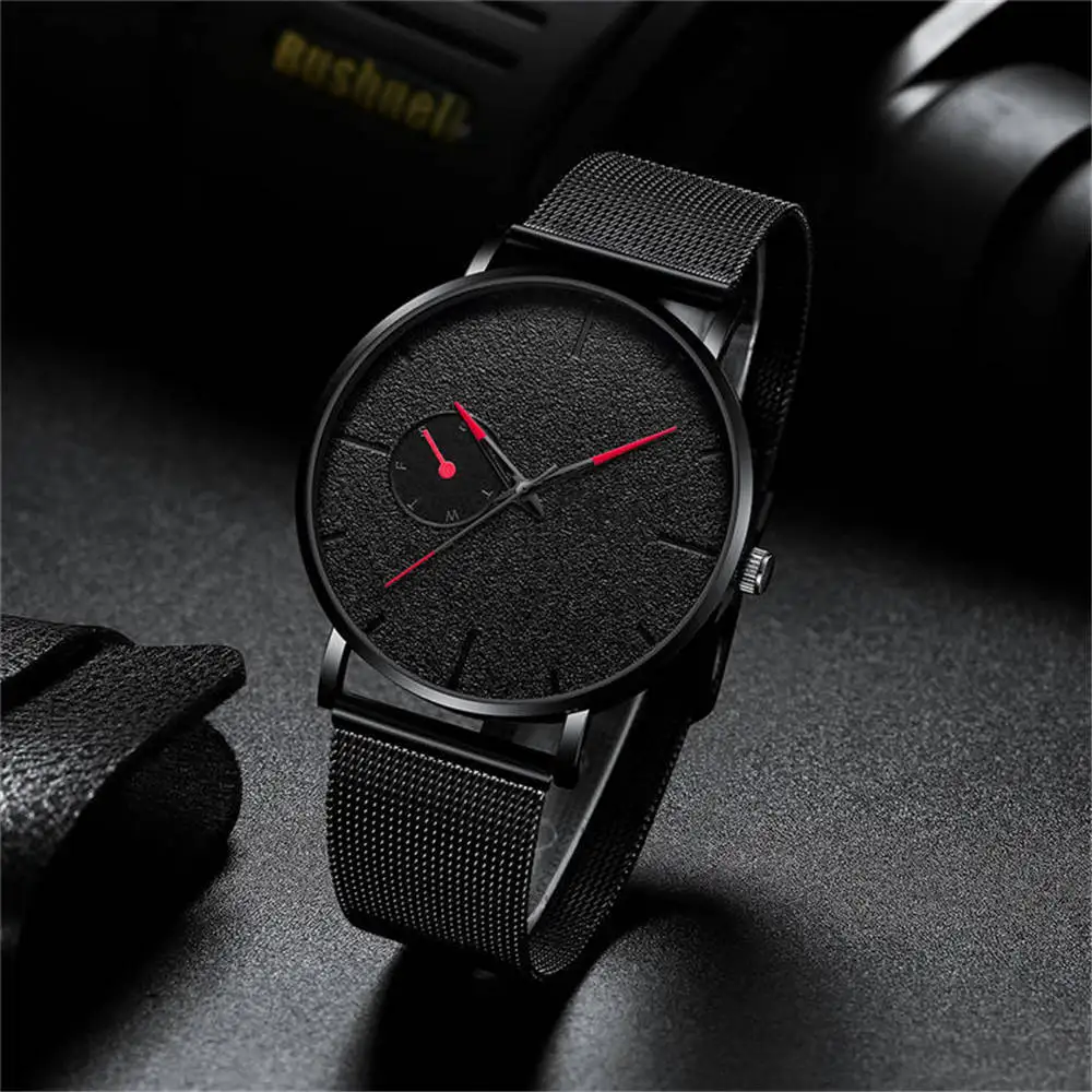 Men's Watch Sports Fashion Casual Ultra-thin Stainless Steel Case Net Belt with Quartz Business Gifts | Наручные часы