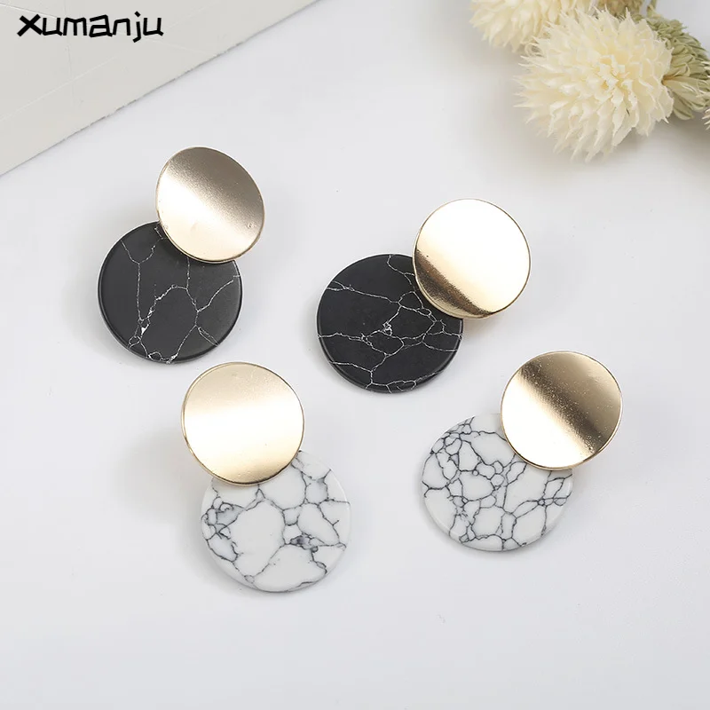 

Earrings Trendy 2021 Cool Earrings Black and White Marble Personality Earrings Retro Fashionable Elegant Stud Girl Jewelry Gift