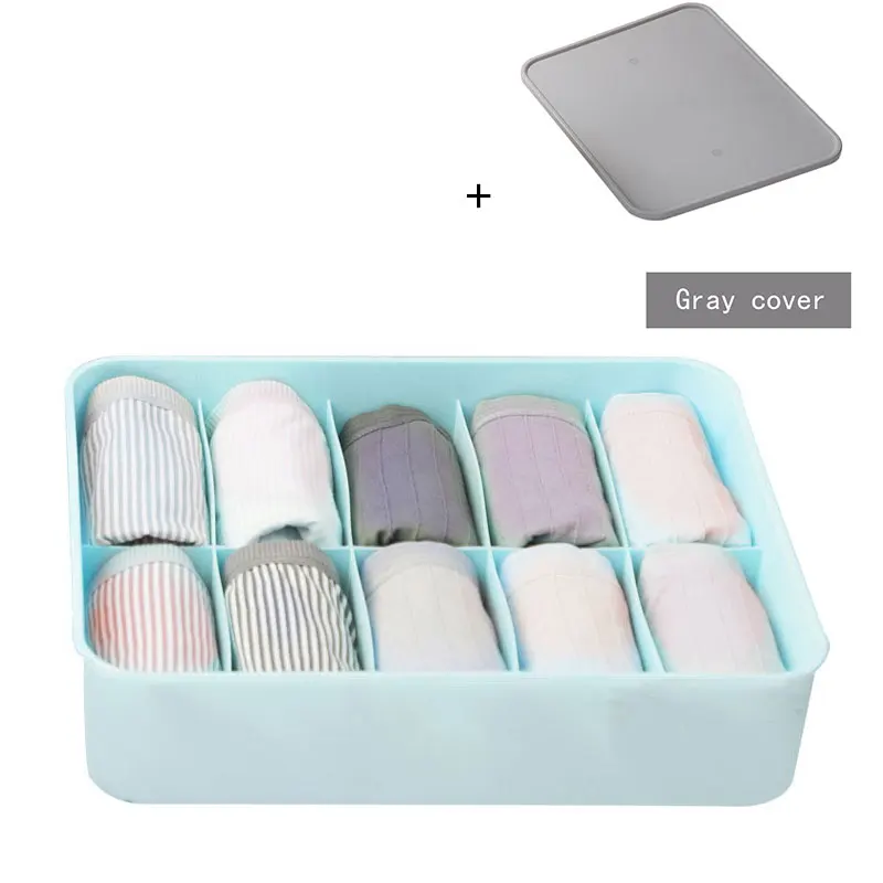 10 grid light blue Модная пластиковая коробка для хранения нижнего белья, однотонная коробка для нижнего белья, ящик для носков, шкаф, органайзер для хранения - Цвет: 10 grid light blue