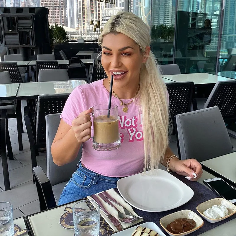 Оставайтесь аккуратными милыми розовыми буквенными принтами тонкие кроп-топы 2020