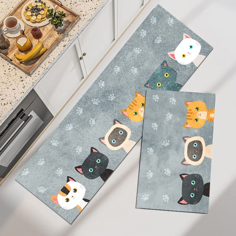 

Cute Cartoon kitchen Floor Mats oil-proof waterproof non-slip and dirt-resistant entrance door bathroom bedroom household carpet