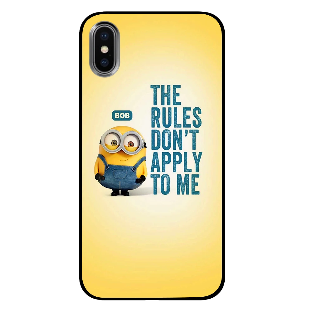 6 С милыми миньонами из мультфильма черные чехлы для телефонов iPhone 5 5S SE 6 6s 7 8 Plus X XS Max XR задняя крышка - Цвет: 6