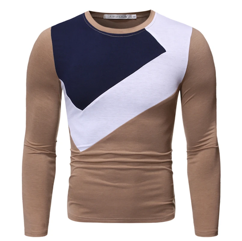 Осенняя и зимняя новая мужская футболка с круглым вырезом длинными рукавами
