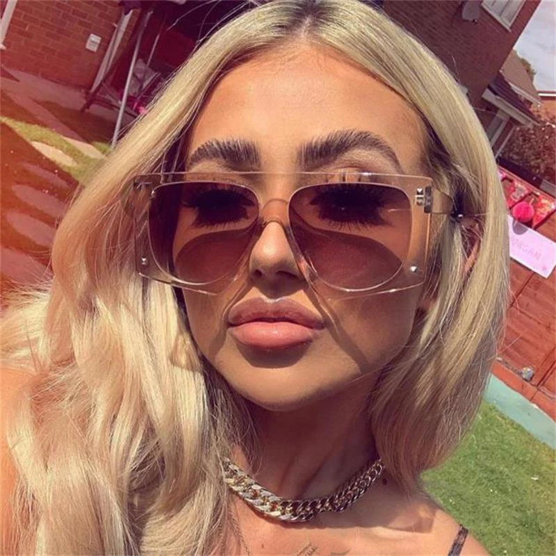 Сексуальные коричневые большие солнцезащитные очки модные квадратные оттенки