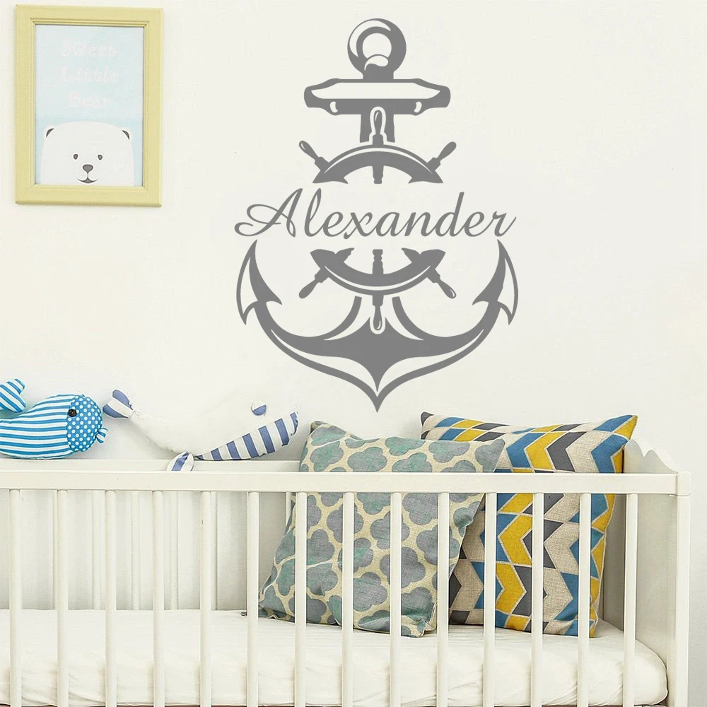 

Coustom Name Anchor Vinyl Wall Stickers Wallsticker Decor For Kids Room Bedroom Decoration Removable Decal Mural