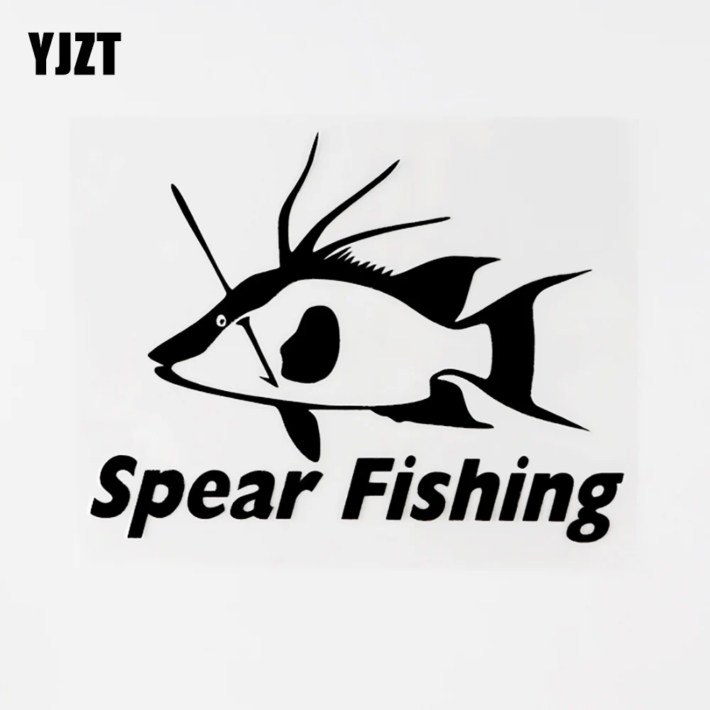 

YJZT 14.6CM×11CM Fun Spear Fishing Vinyl Car Window Sticker Decal Black/Silver 8C-0748