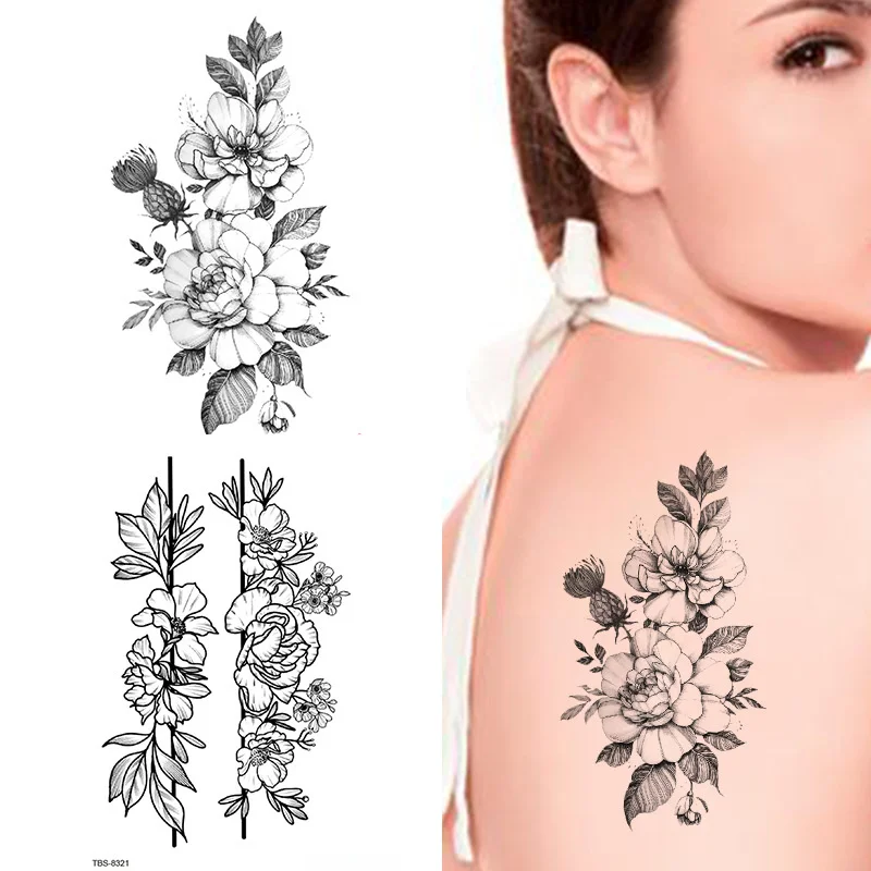 Временный тату Цветок на руку паста скетч Тигр Лев лиса руки ноги плечи живот