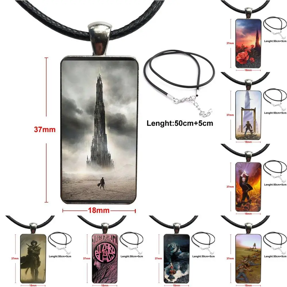 Модный стеклянный кабошон Stephen King Dark Tower прямоугольное ожерелье колье ювелирные