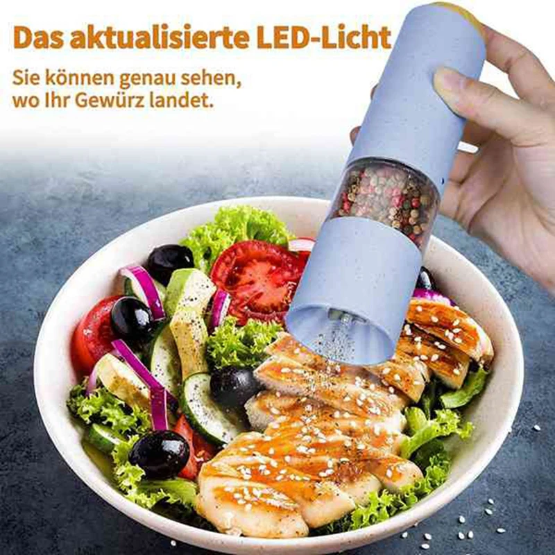 2 Pcs Electric Salt Pepper Grinder Ceramic Burr Mill for Herb/Pepper/Spice Adjustable Kitchen Grinding Gadgets | Дом и сад