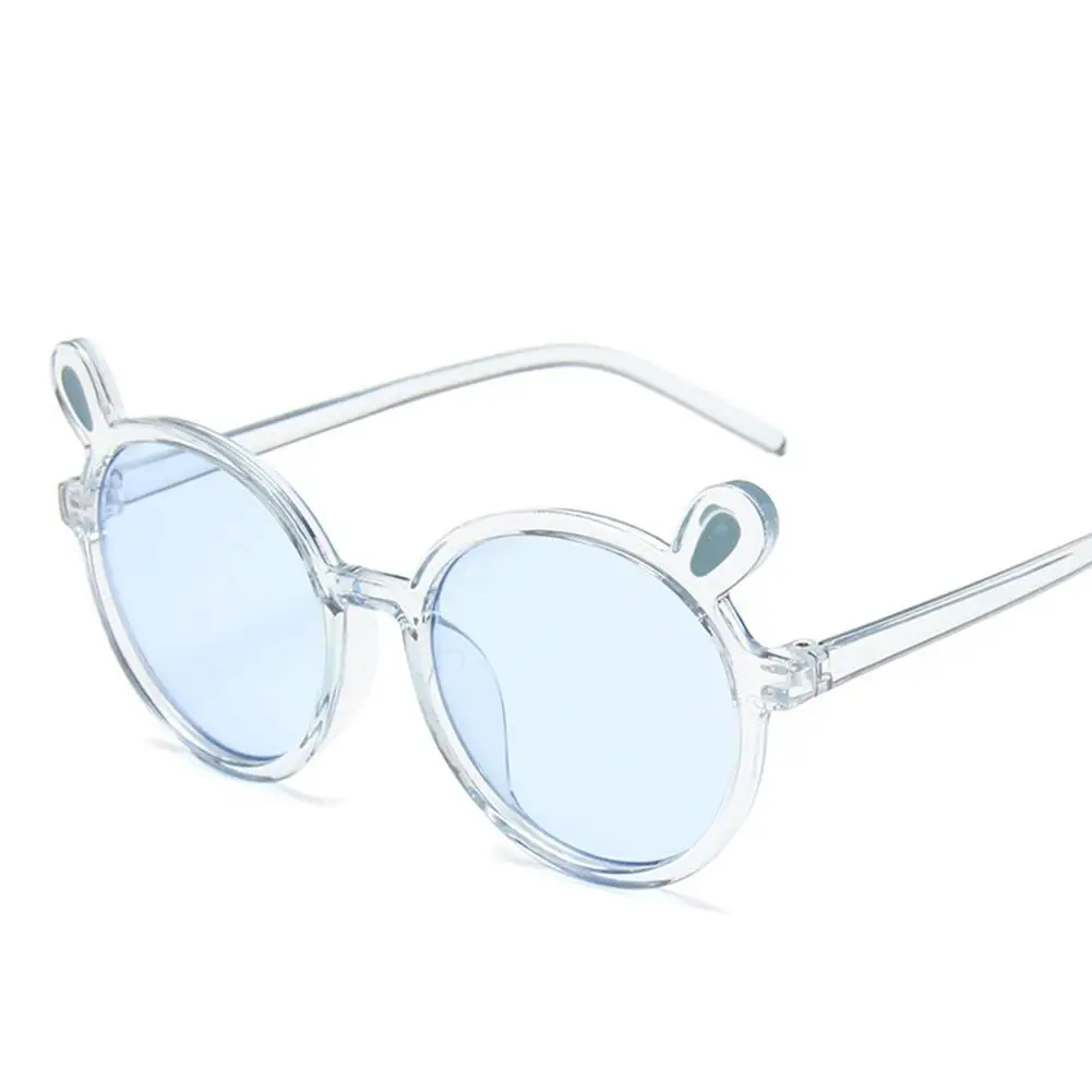 

2021 New Fashion Children Sunglasses Cute Funny Bear Ear Round Candy Color Frame Glasses Transparent Cartoon Kid Sunglasses