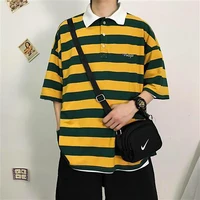teenager style casual striped t shirt mens summer fashion harajuku short sleeved clothes all match simple bottoming streetwear