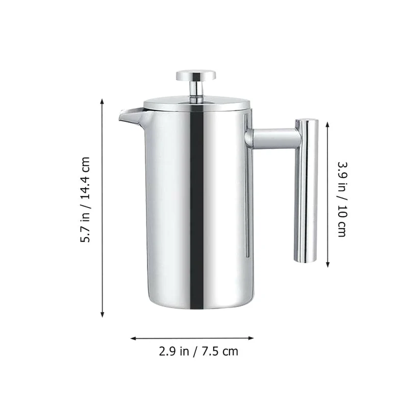 Insulated Cafe Pot Press Stainless Steel Coffee Tea Filter Maker Plunger Pitcher Caffetiere 350ml With One Basket | Дом и сад