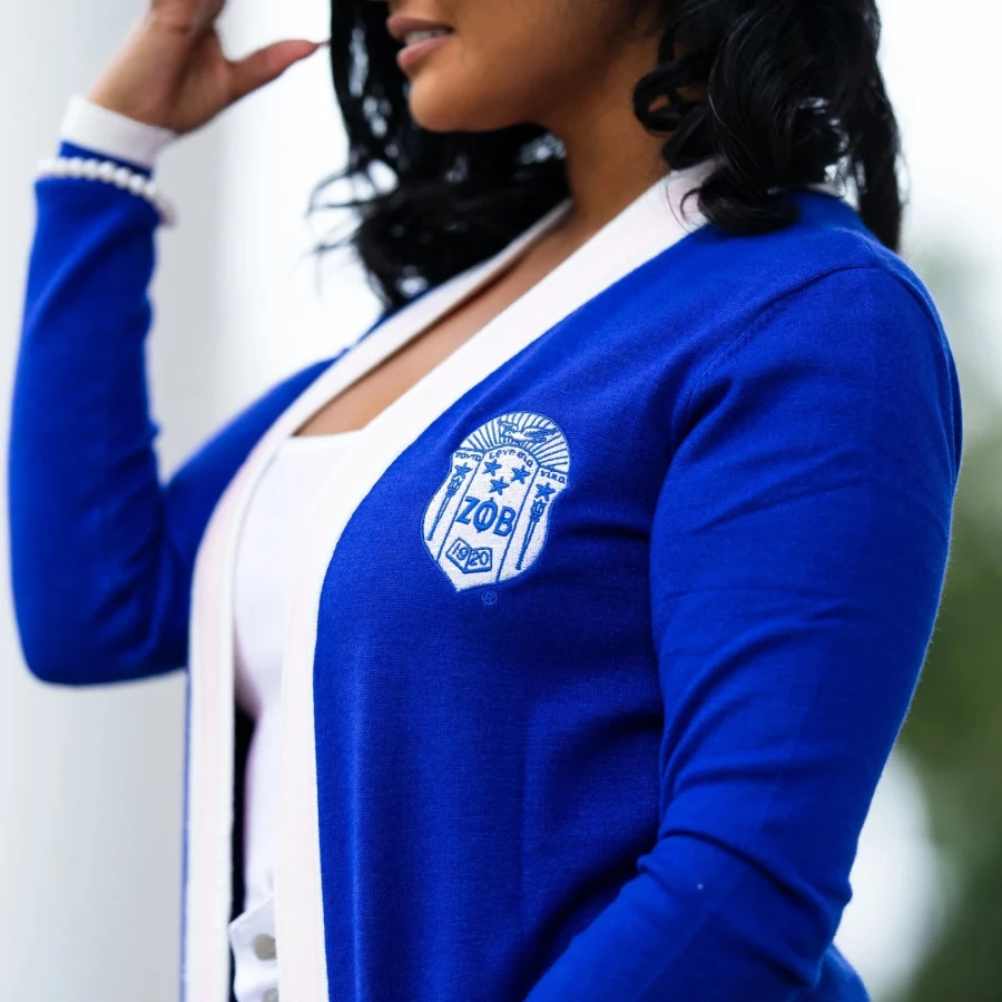

Blue Zeta Phi Beta Knitted Cardigan Temperament Long Printed Knitted Cardigan