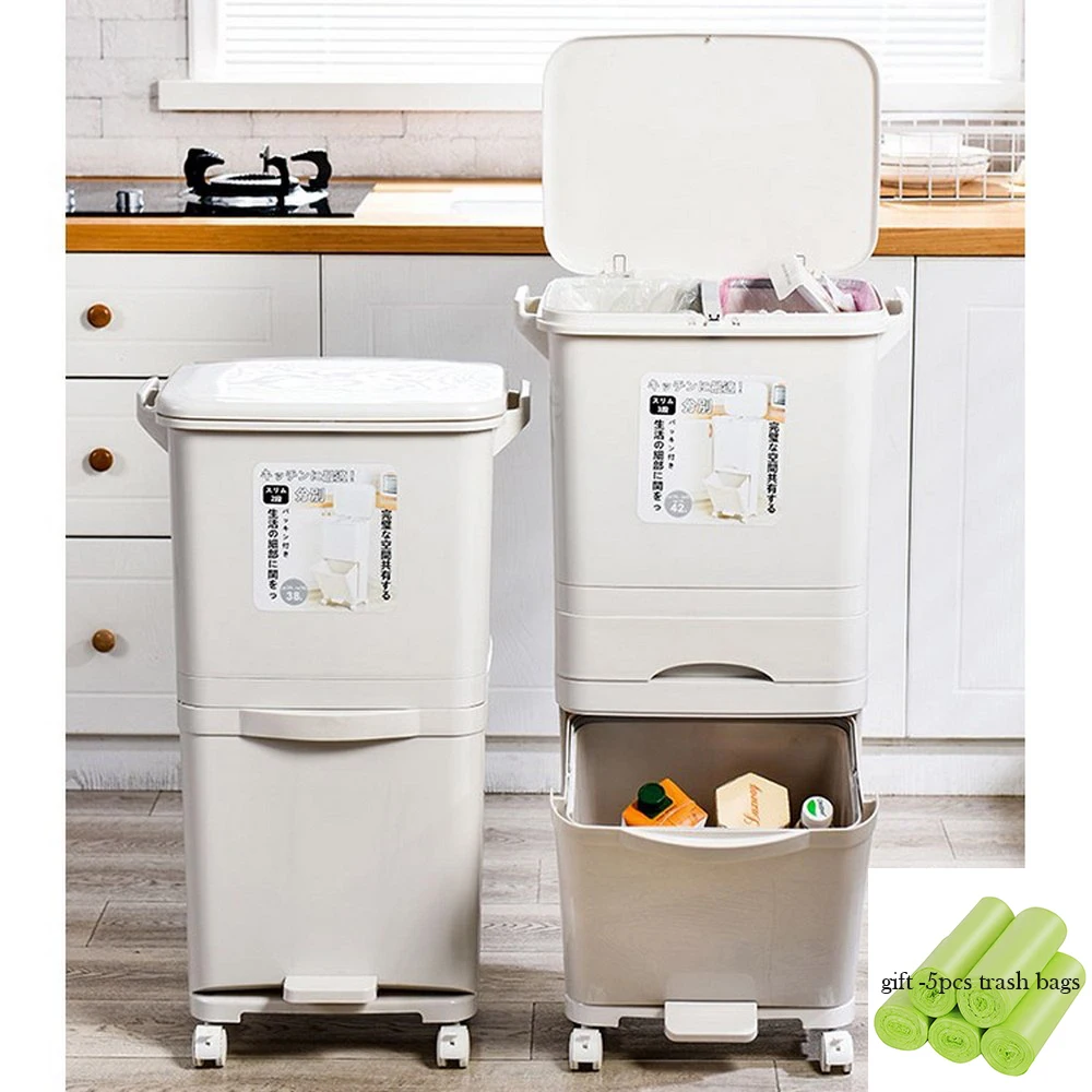 42л большие двухслойные мусорные баки для мусора кухонные вертикальные