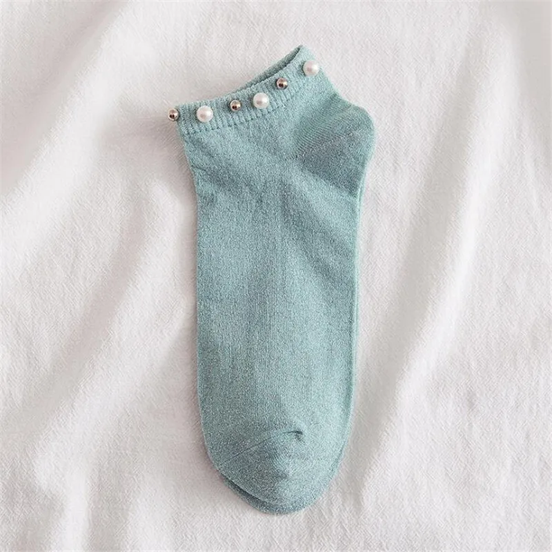 Новинка винтажные блестящие носки с жемчугом женские хипстерские Стразы