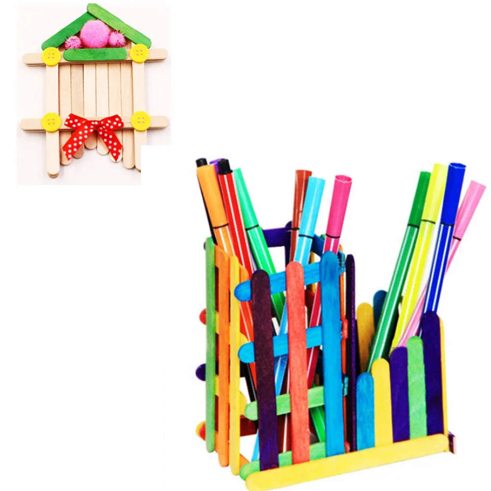 

Ice Cream Art Toys Log Popsicle Sticks Colored Wooden Popsicle Sticks Natural Wood Ice Cream Sticks Children's Handicrafts