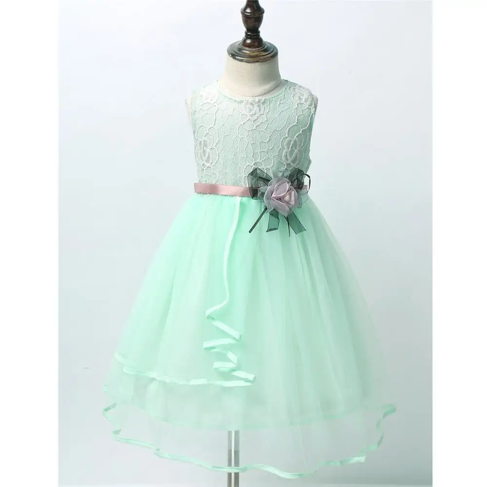 Кружевное платье без рукавов для девочек Цветочное детское Пышное Платье