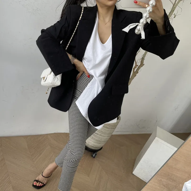 

Women's Overshirt Oversized Blazer Long Sleeve Notched Jackets Autumn Pockets Ladies Outwear Green Clothes Female New