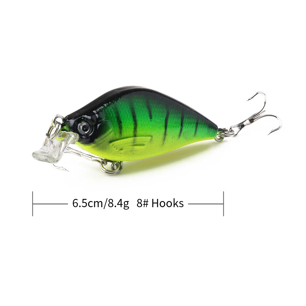 6.5cm 8.4g Artificial Bass Fishing Lures 3d Fish Eye Plastic Hard Baits Laser Crank Bait Reflective Fake Lure CB015
