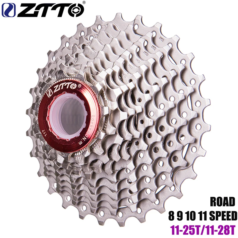 

ZTTO Road Bike 8 9 10 11 Speed Cassettes 11v 11 25t 28t Bicycle Freewheel Sprockets Compatible for Sunrace Shimano HG System