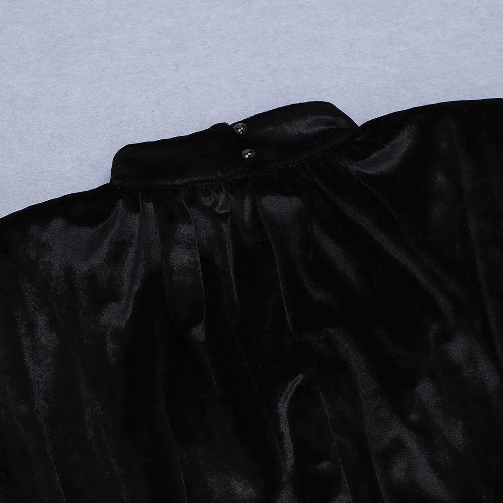 

2021 Sexy Long Sleeve Turtleneck Draped Black Two Pieces Set Celebrity Designer Fashion High Street Women's Set