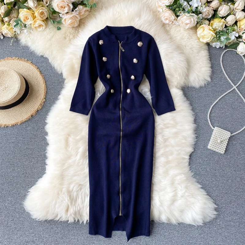 Осеннее платье миди 2020 Новинка Ретро Элегантная Модная двубортная рубашка с