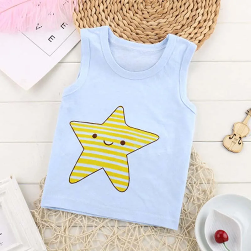 2019 Summer Explosion Children Clothes Sleeveless Vest Cotton Cartoon Kawaii Kids Tops Cool for Free Shipping |